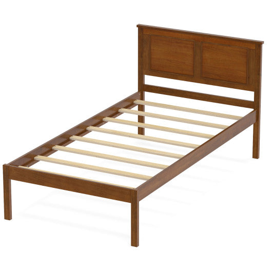 Full/Queen/Twin Size Bed Frame Farmhouse Wooden Platform Bed with Headboard-Twin Size