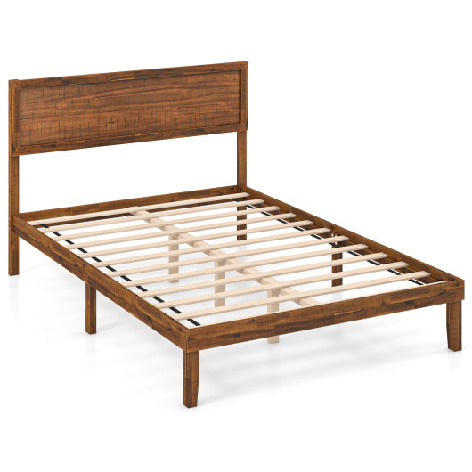 Twin/Full/Queen Size Bed Frame with Headboard and Wooden Slats Support-Full Size