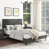 Full Size Velvet Bed Frame Upholstered Platform Bed with Chevron Headboard Gray