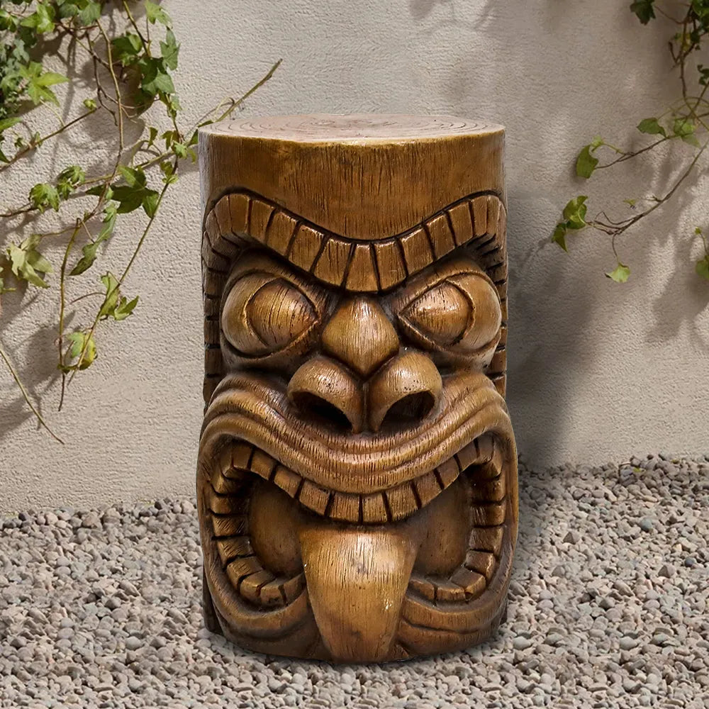 Concrete Garden Stool Tiki Kanaloa Seat 19 Inch