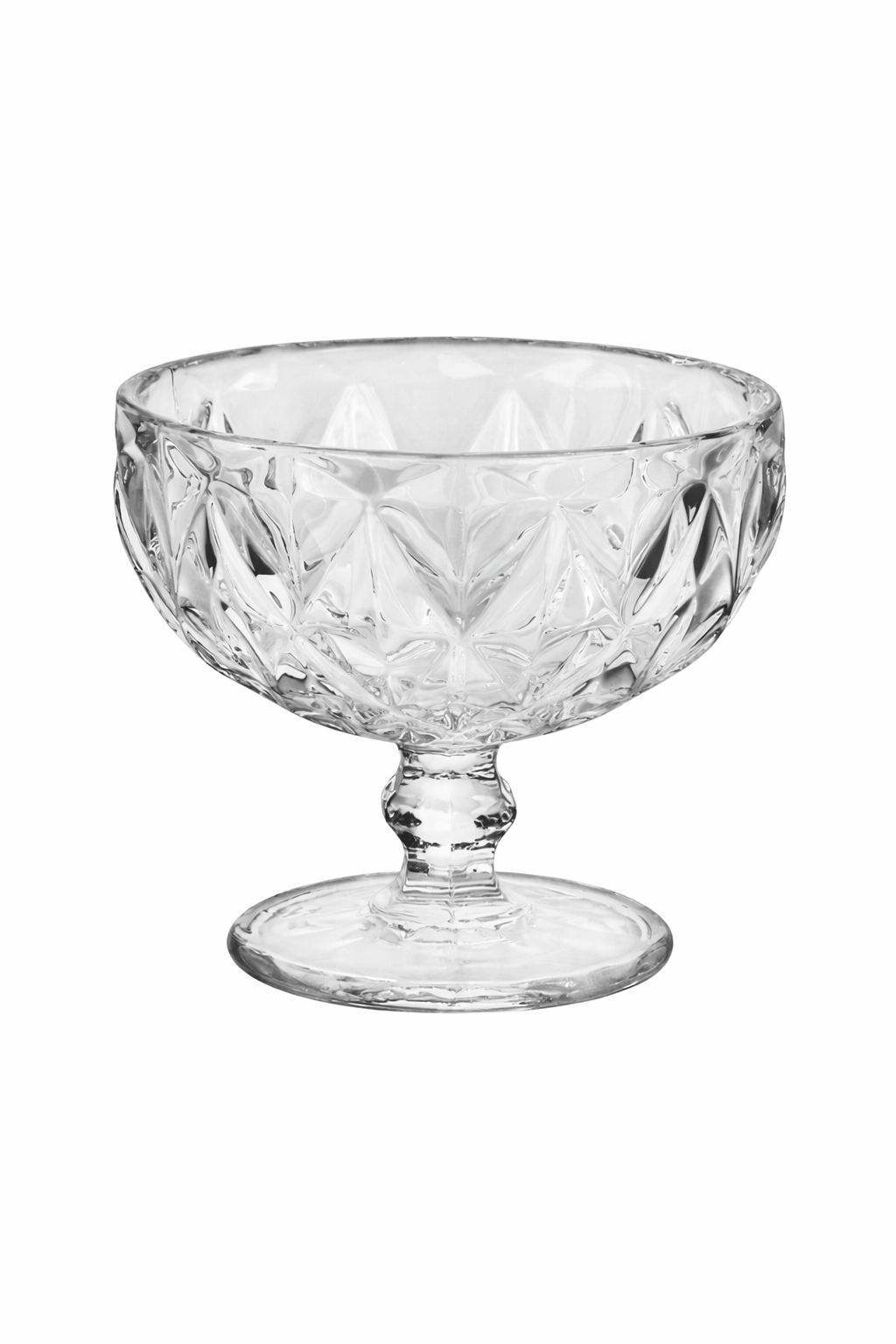 Embossed Glass Dessert Cups with Pedestal Base