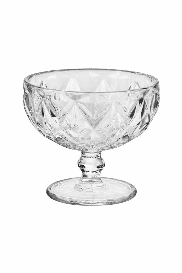 Embossed Glass Dessert Cups with Pedestal Base