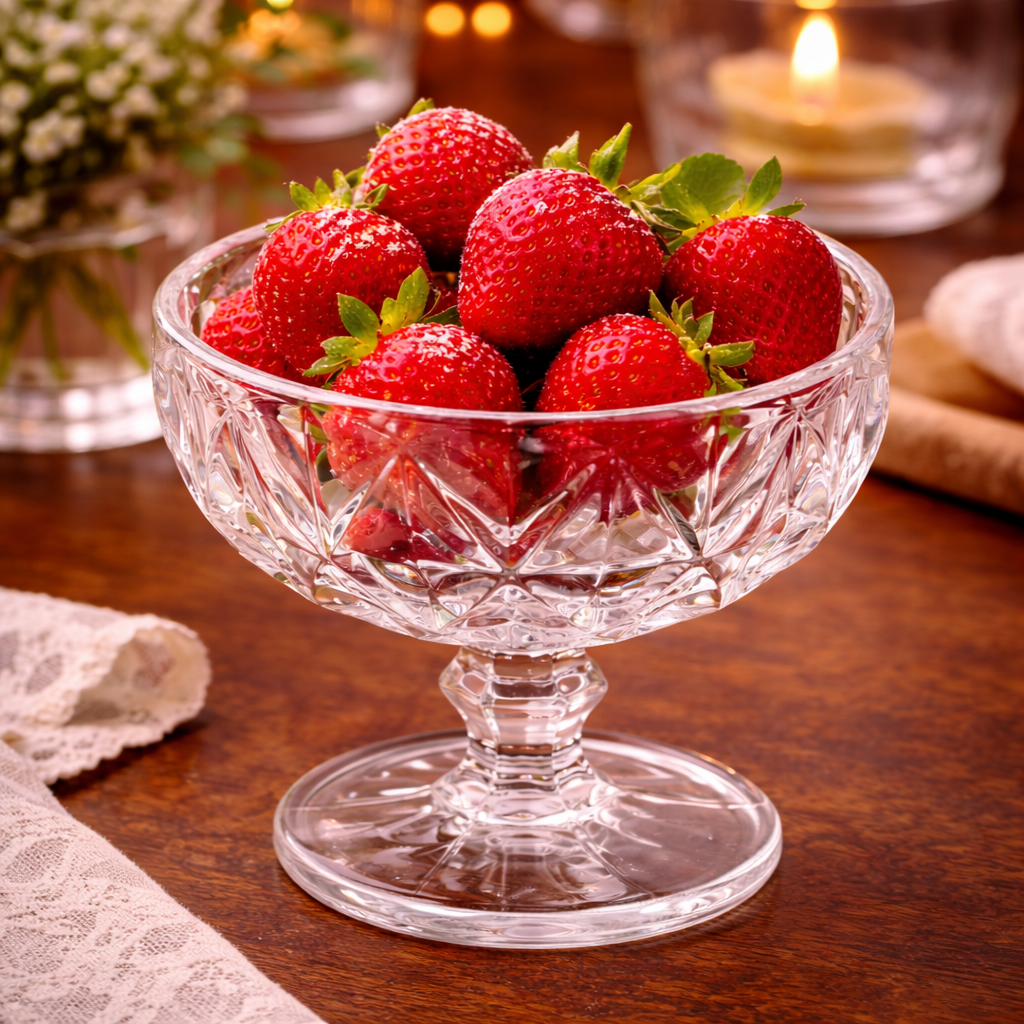 Embossed Glass Dessert Cups with Pedestal Base