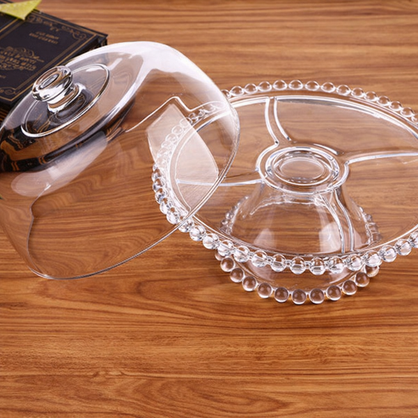 Elegant Glass Dessert Stand Set with Cloche Lids