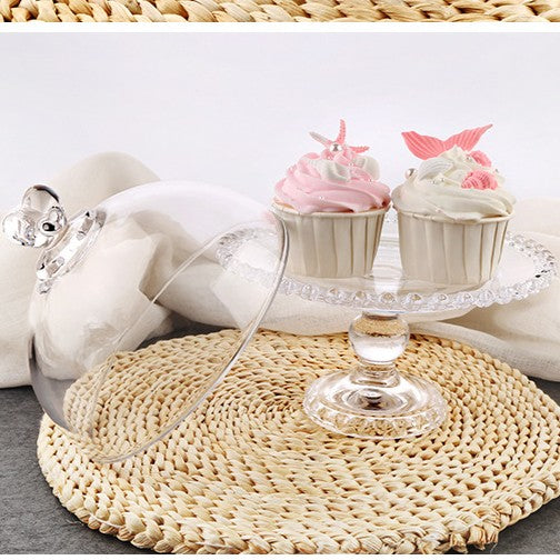 Elegant Glass Dessert Stand Set with Cloche Lids