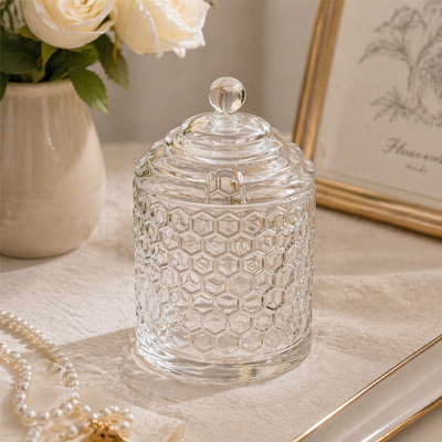 Honeycomb Glass Storage Jar with Lid