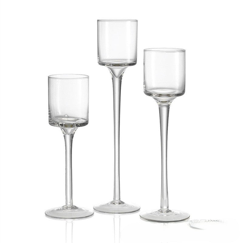 Clear Glass Tapered Pedestal Candle Holder(Set of 3)