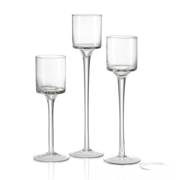 Clear Glass Tapered Pedestal Candle Holder(Set of 3)