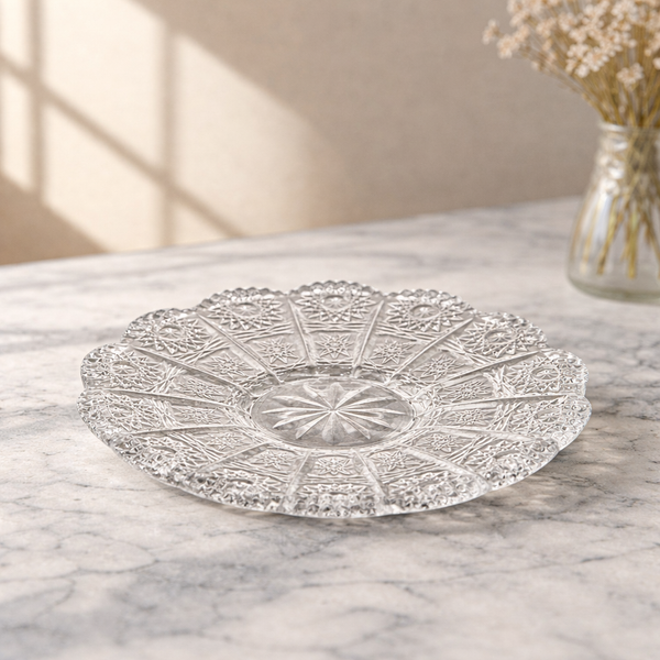 Embossed Glass Tea Cup & Saucer Set