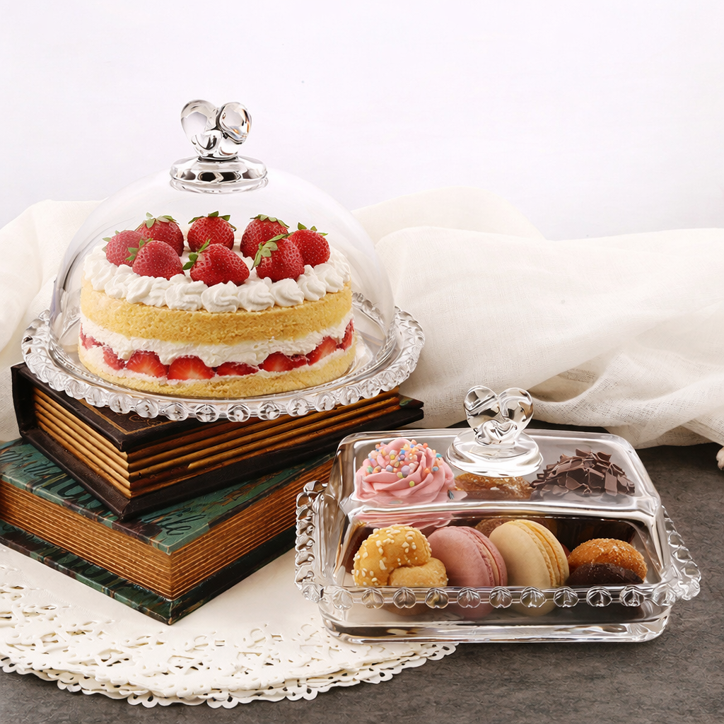 Crystal-Cut Glass Serving Dome & Covered Dish