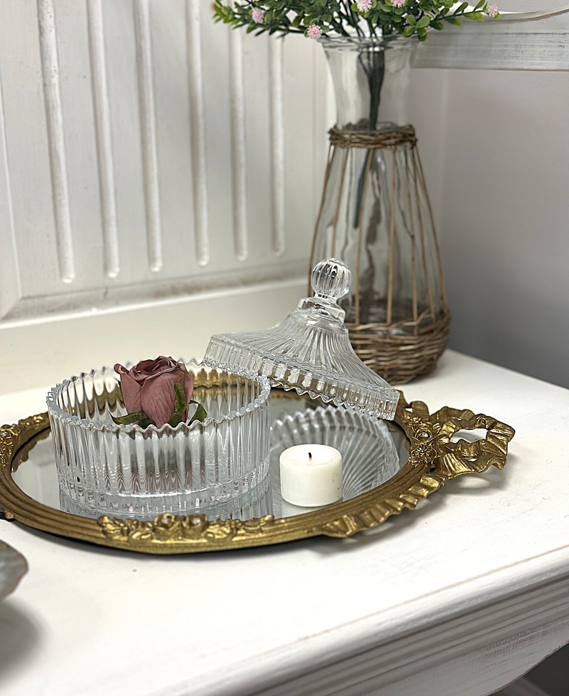 Ribbed Yurt Glass Jar with Lid