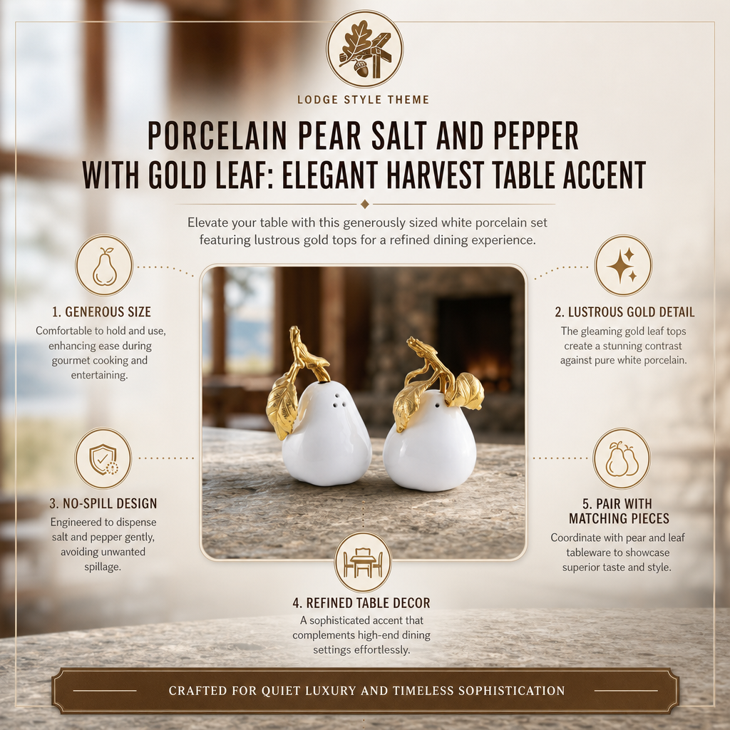 Porcelain Pear Salt and Pepper Shakers with Gold Leaf