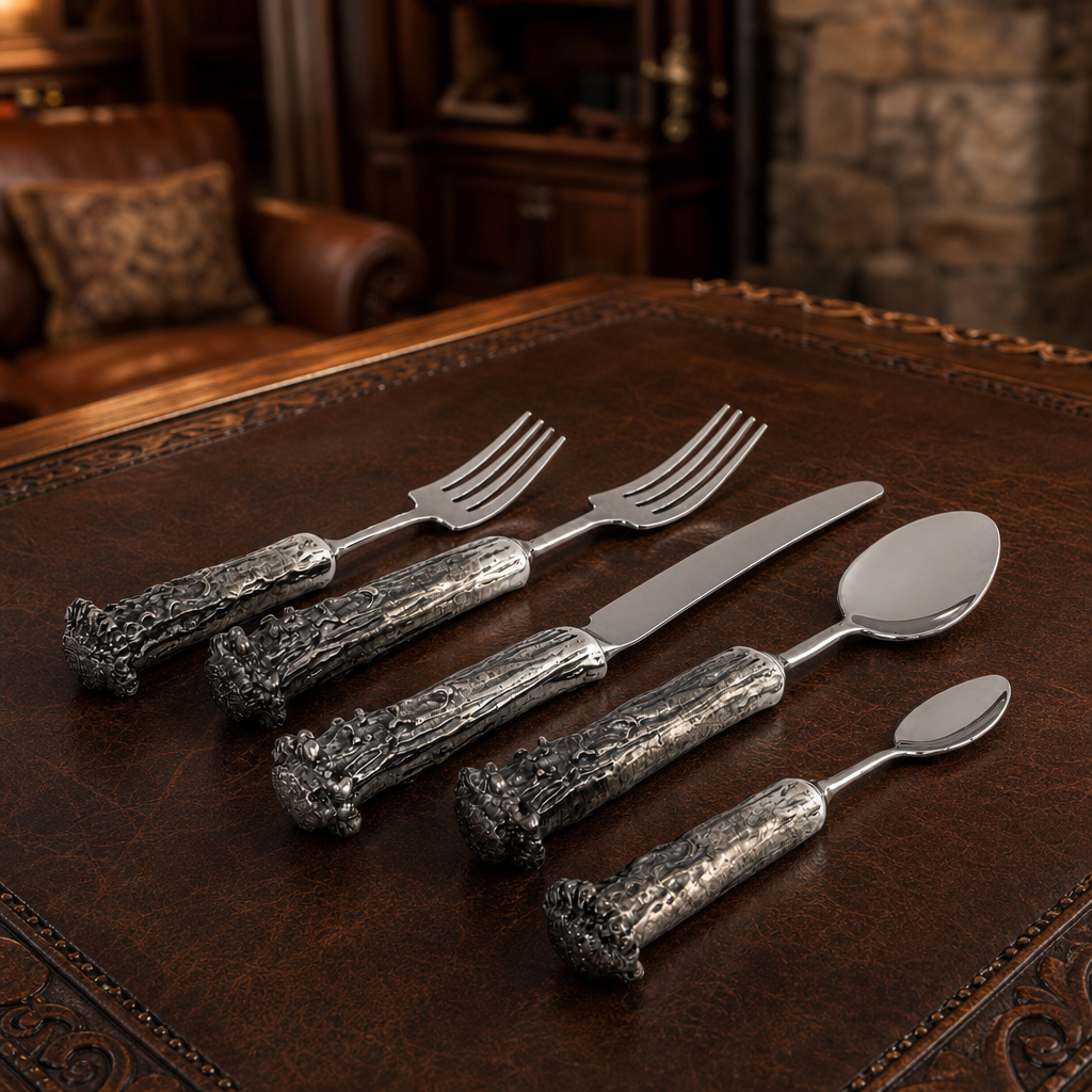 Pewter Antler Flatware Set