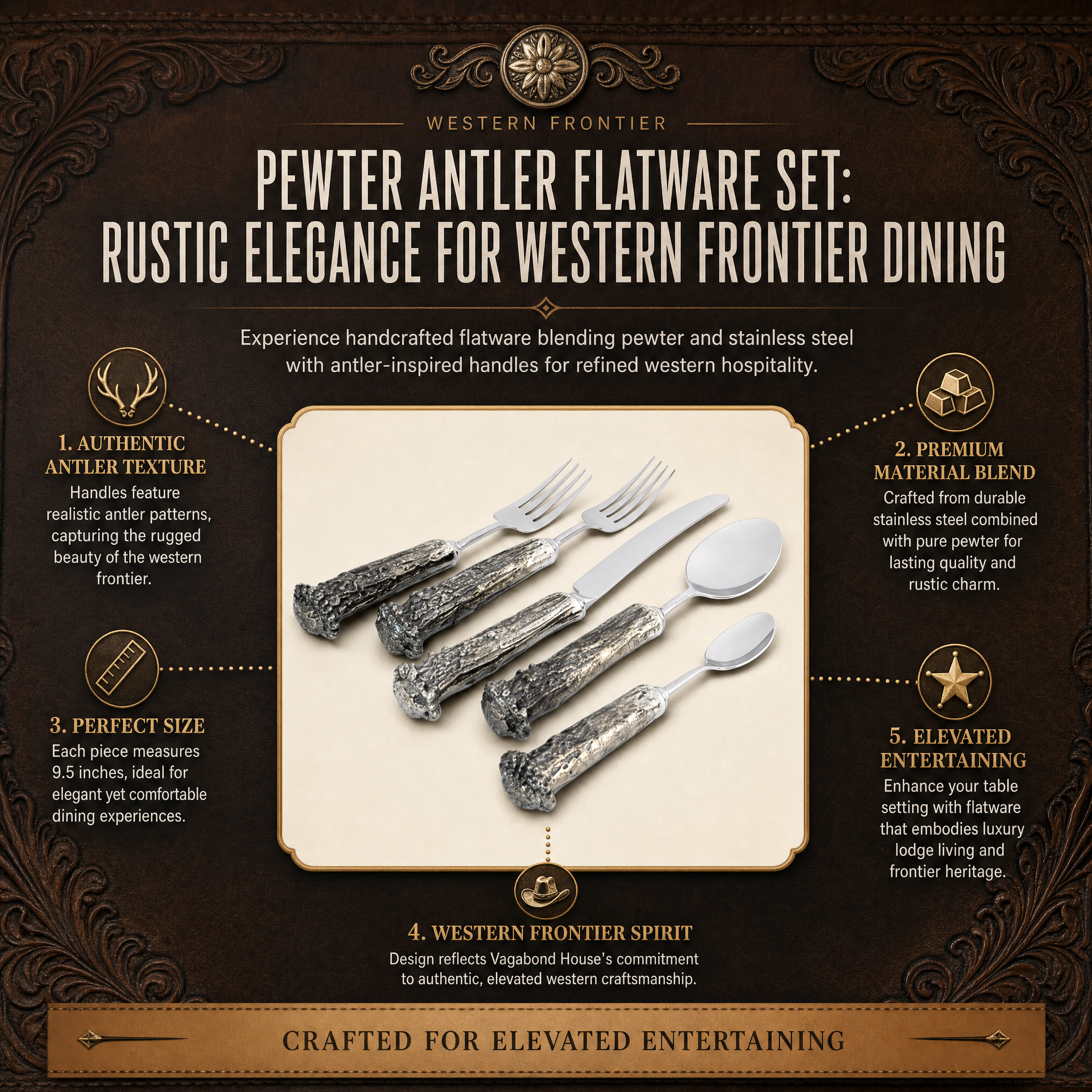 Pewter Antler Flatware Set