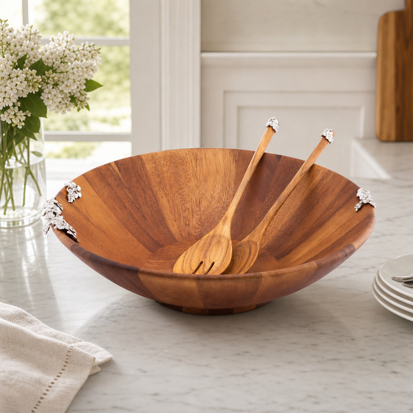 Lilacs Salad Bowl and Servers