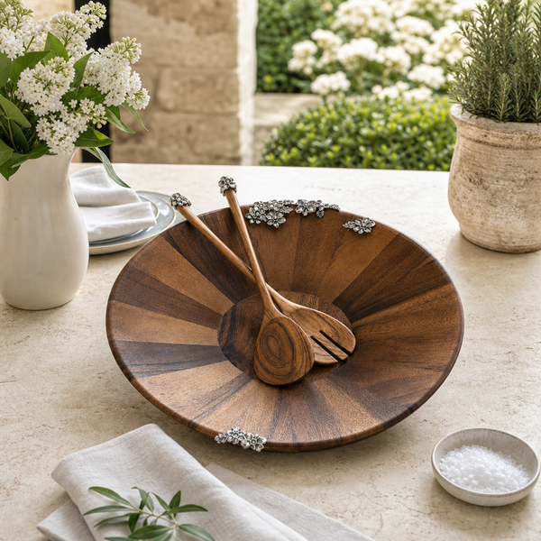Lilacs Salad Bowl and Servers