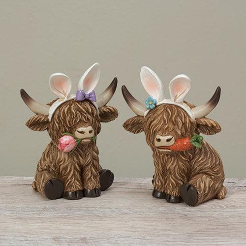 Assorted Adorable Resin Easter Highland Cows