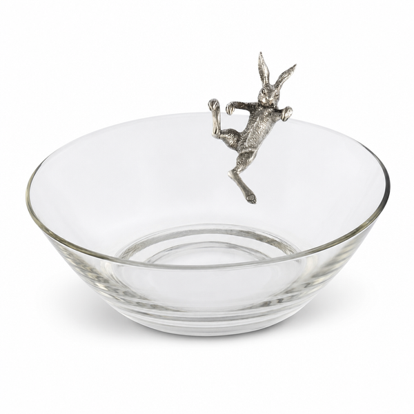 Climbing Bunny Glass Serving / Salad Bowl