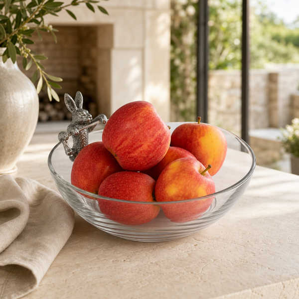 Climbing Bunny Glass Serving / Salad Bowl