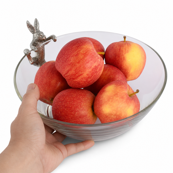 Climbing Bunny Glass Serving / Salad Bowl