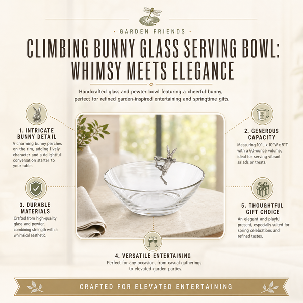 Climbing Bunny Glass Serving / Salad Bowl