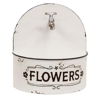 Rustic Distressed White Spigot Wall Planter