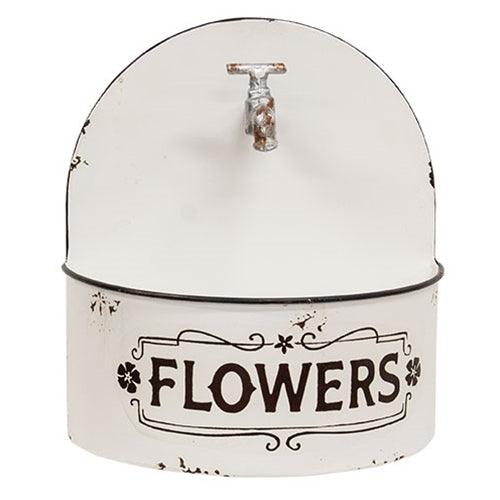 Rustic Distressed White Spigot Wall Planter