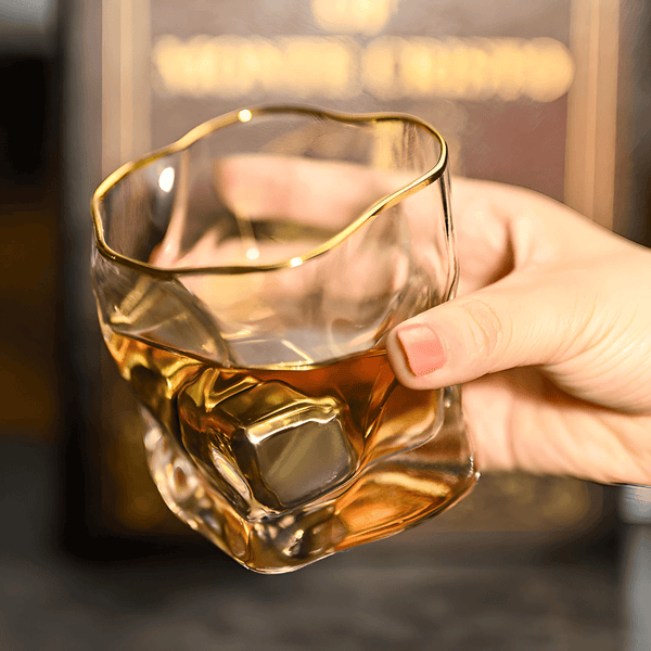 Gold Hoshi Japanese Crystal Whisky Glass TsukiGlass