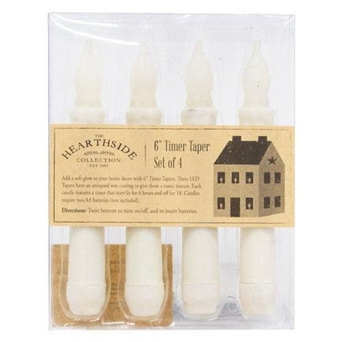Set of 4 Ivory Timer Taper Candles