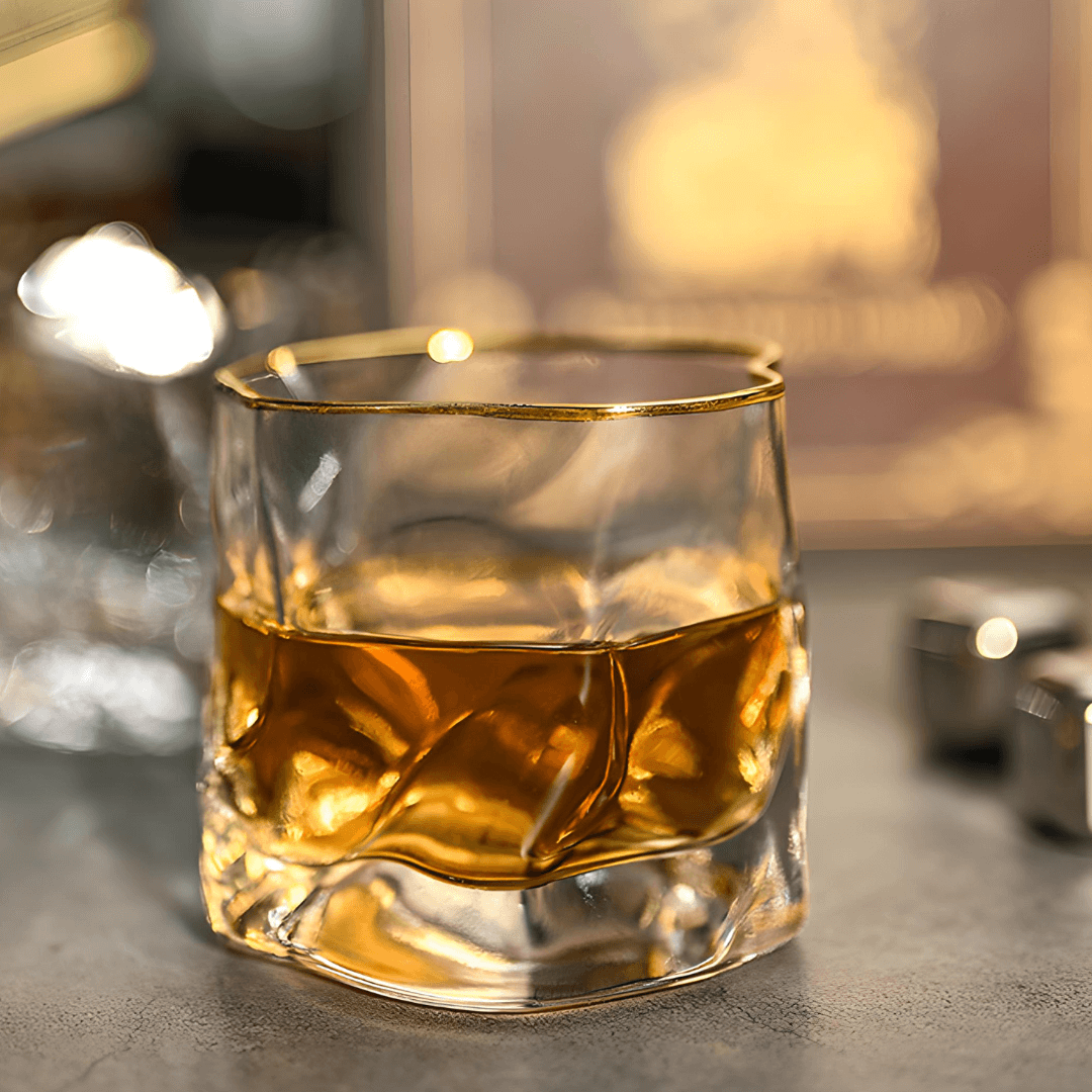 Gold Hoshi Japanese Crystal Whisky Glass TsukiGlass