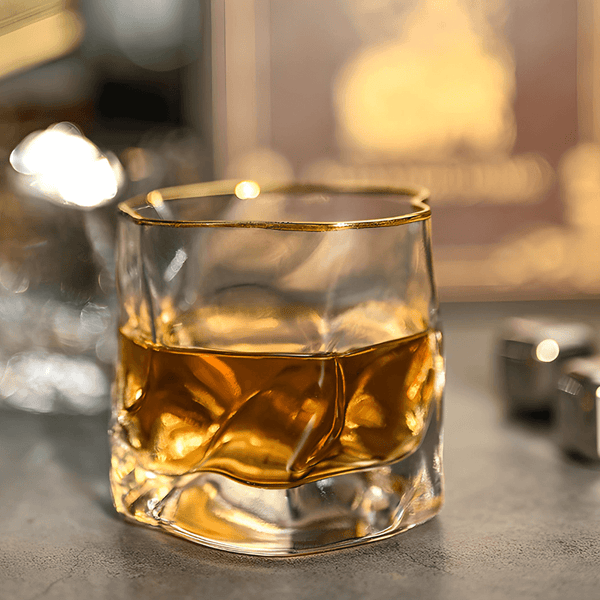 Gold Hoshi Japanese Crystal Whisky Glass TsukiGlass