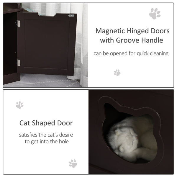 Cat Litter Box Nightstand End Table Enclosure