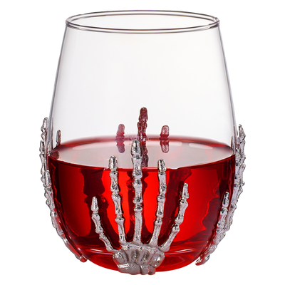 Stemless Skeleton Wine Glass | SINGLE | 17oz Halloween Skeleton Glasses 5