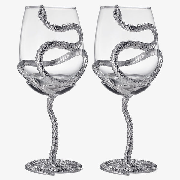 Stemmed Snake Wine Glass | Set of 2 | 19oz Spooky Reptile Glasses 10