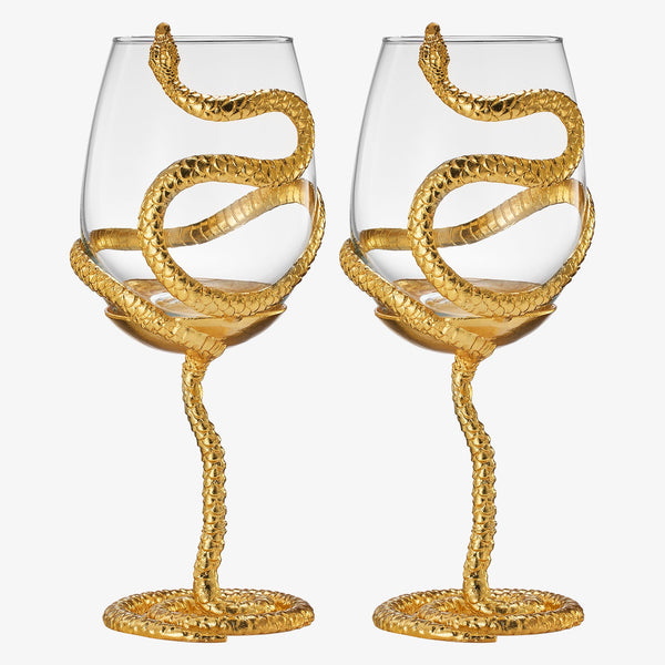 Stemmed Snake Wine Glass | Set of 2 | 19oz Spooky Reptile Glasses 10