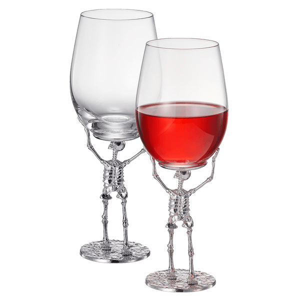 Stemmed Skeleton Wine Glass | Set of 2 | 19oz Halloween Skeleton Glasses 10