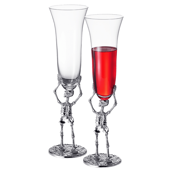 Stemmed Skeleton Champagne Flute Glass | Set of 2 | 7.5oz Halloween Skeleton Glasses 10