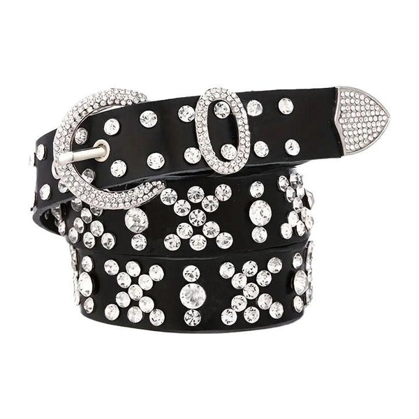 Black Rhinestone Western Belt