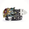 Black Skull & Feather Wing Western Belt - Black / XS-Waist-28-29-Inches