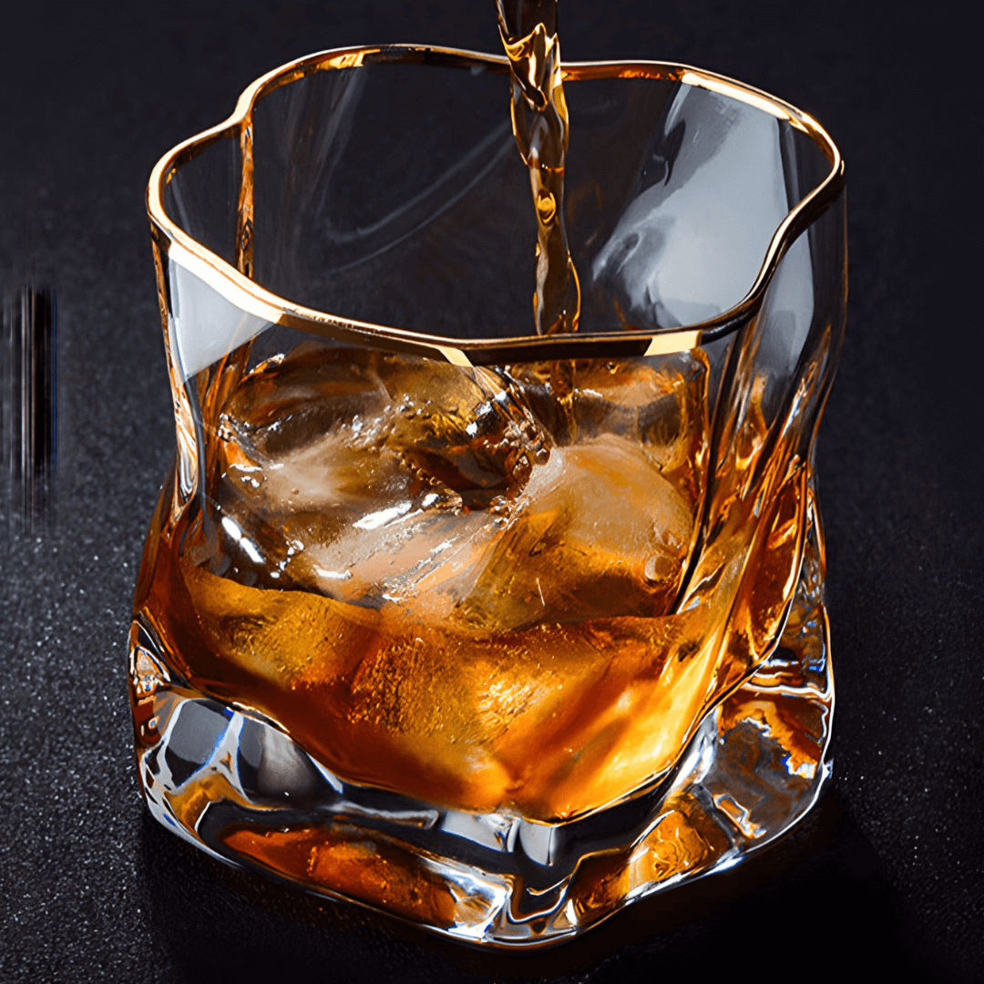 Gold Hoshi Japanese Crystal Whisky Glass TsukiGlass