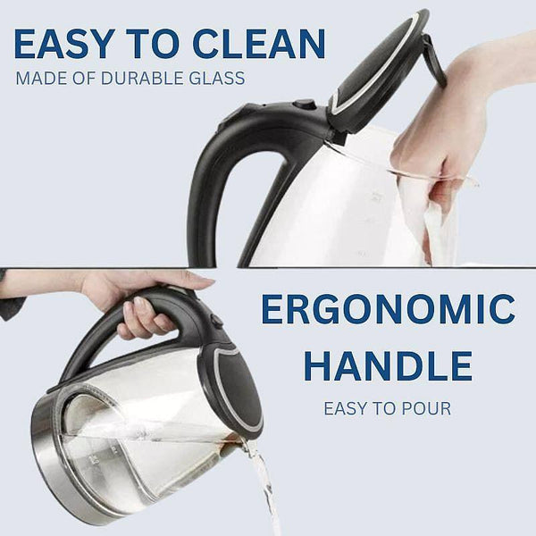 Electric Glass Kettle 1.8L 1500W Fast Boil LED Cordless
