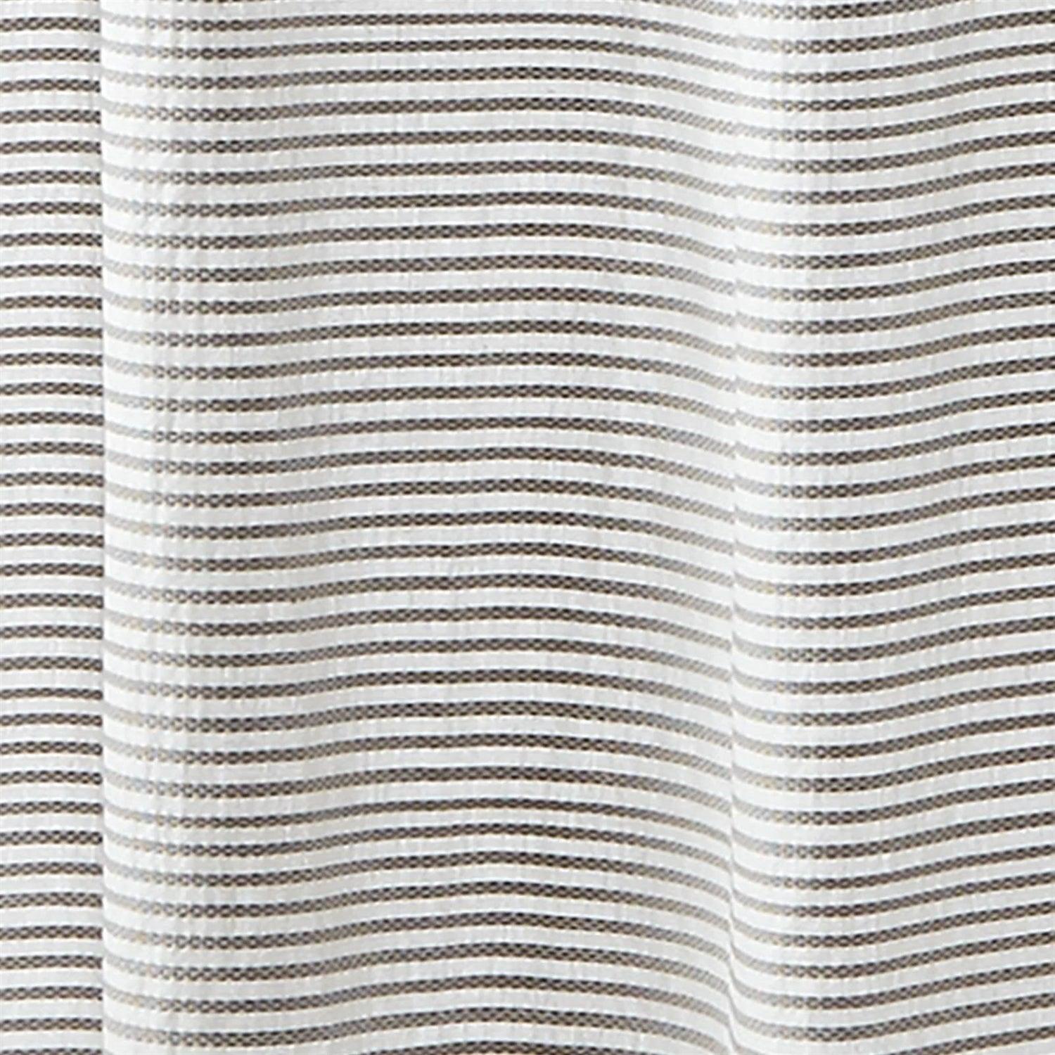 72-inch Grey and White Stripes Cotton Shower Curtain with Tassels