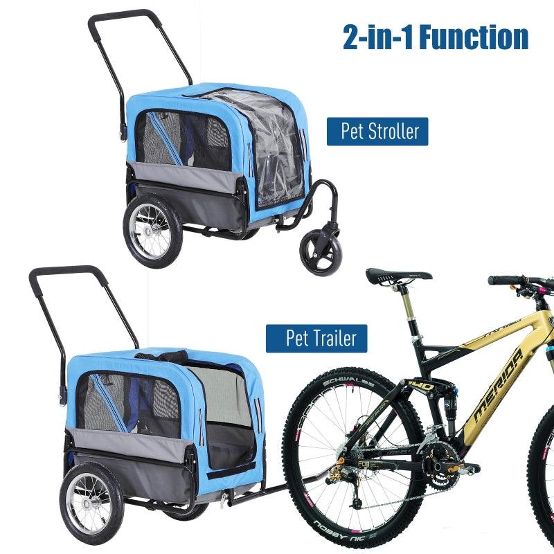 2-in-1, 3 Wheel Pet Jogging Stroller Bike Trailer