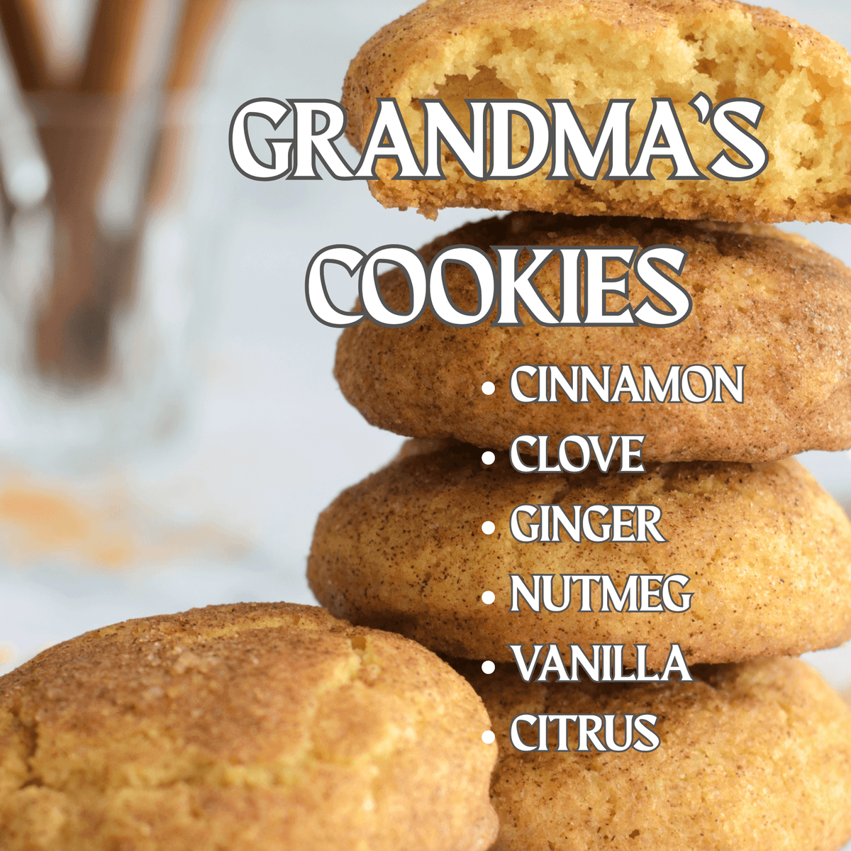 Grandma's Cookies Soy Wax Candle - Cinnamon, Clove, Nutmeg, Ginger, Vanilla, and Citrus