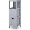 Modern Farmhouse 2-Drawer Bathroom Floor Cabinet with Shelf in Grey Wood Finish