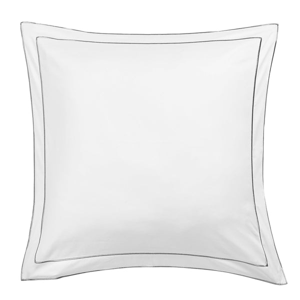 600 Thread Count Framed Sateen Embroidered Cotton Euro Sham Pair