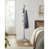Space Saving Solid Wood Coat Rack in Grey Finish with 8 Hooks