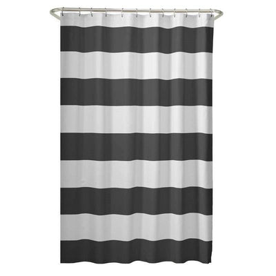 72 x 70 inch Polyester Grey White Nautical Ocean Beach Striped Shower Curtain