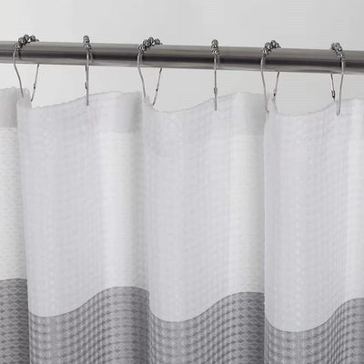 72-inch Grey White Striped Luxurious Textured Polyester Fabric Shower Curtain