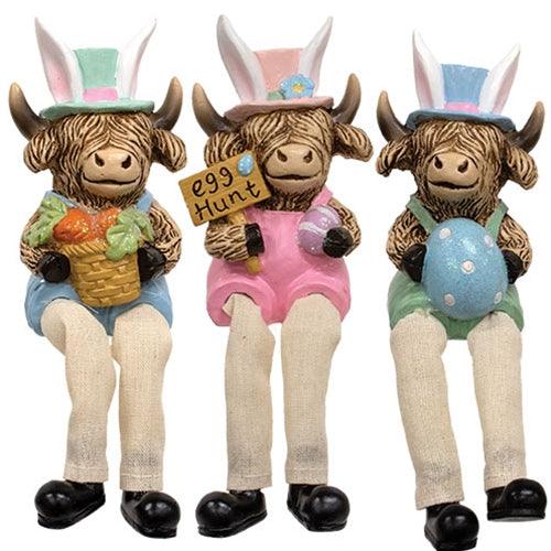 Assorted Resin Easter Highland Sitters with Dangling Legs